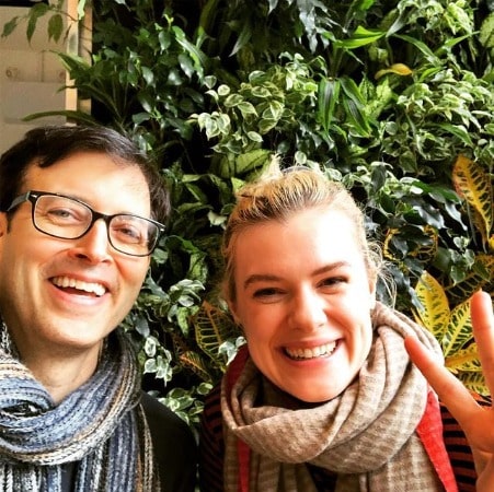 A smiling Picture of Jonathan Watton with his friend Anna Maguire